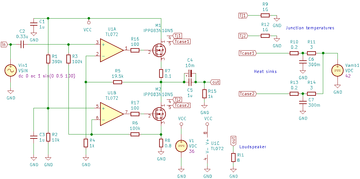 Dual NMOS amplifier