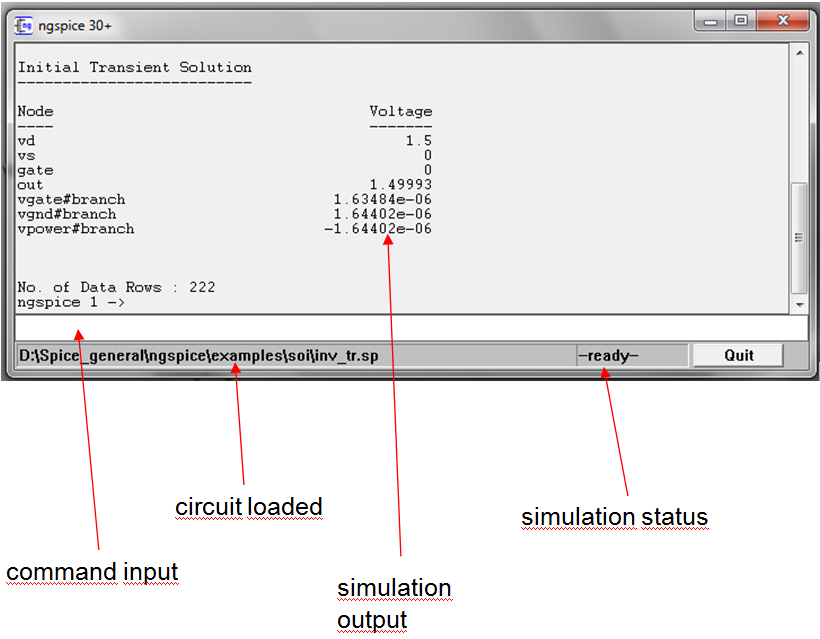ngspice main window